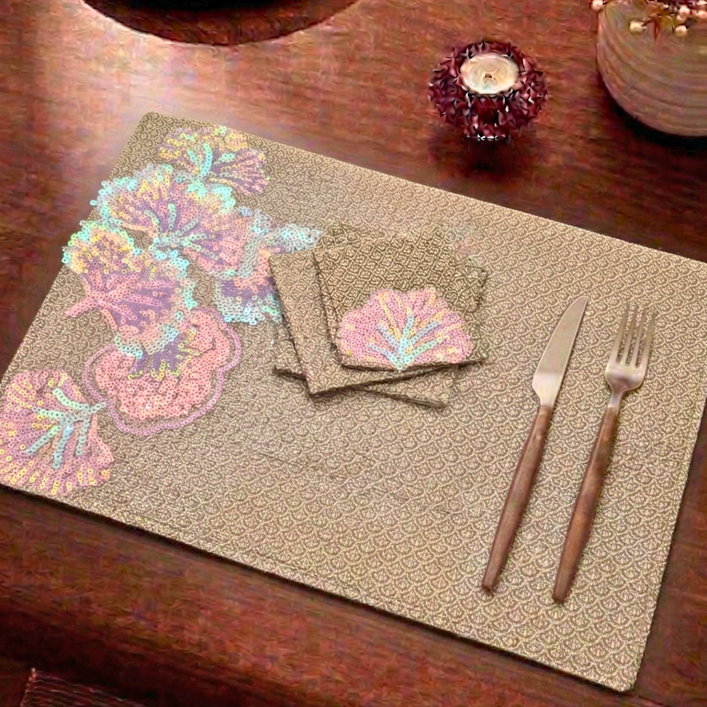 Pastel Bloom Brocade Table Mat (Pack of 6) – Table Mat by Grandeur