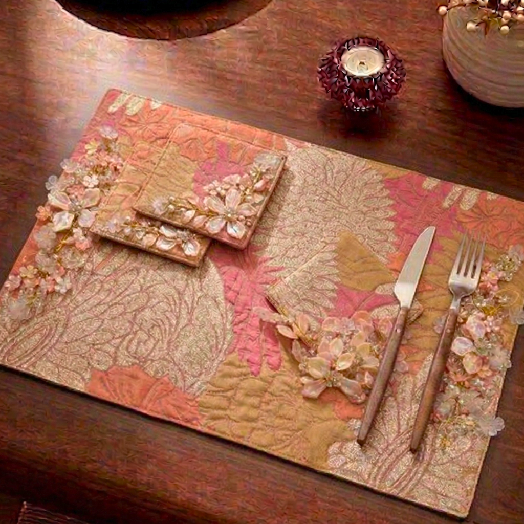 Sunset Paisley 3D Beaded Table Mat (Pack of 6) – Table Mat by Grandeur