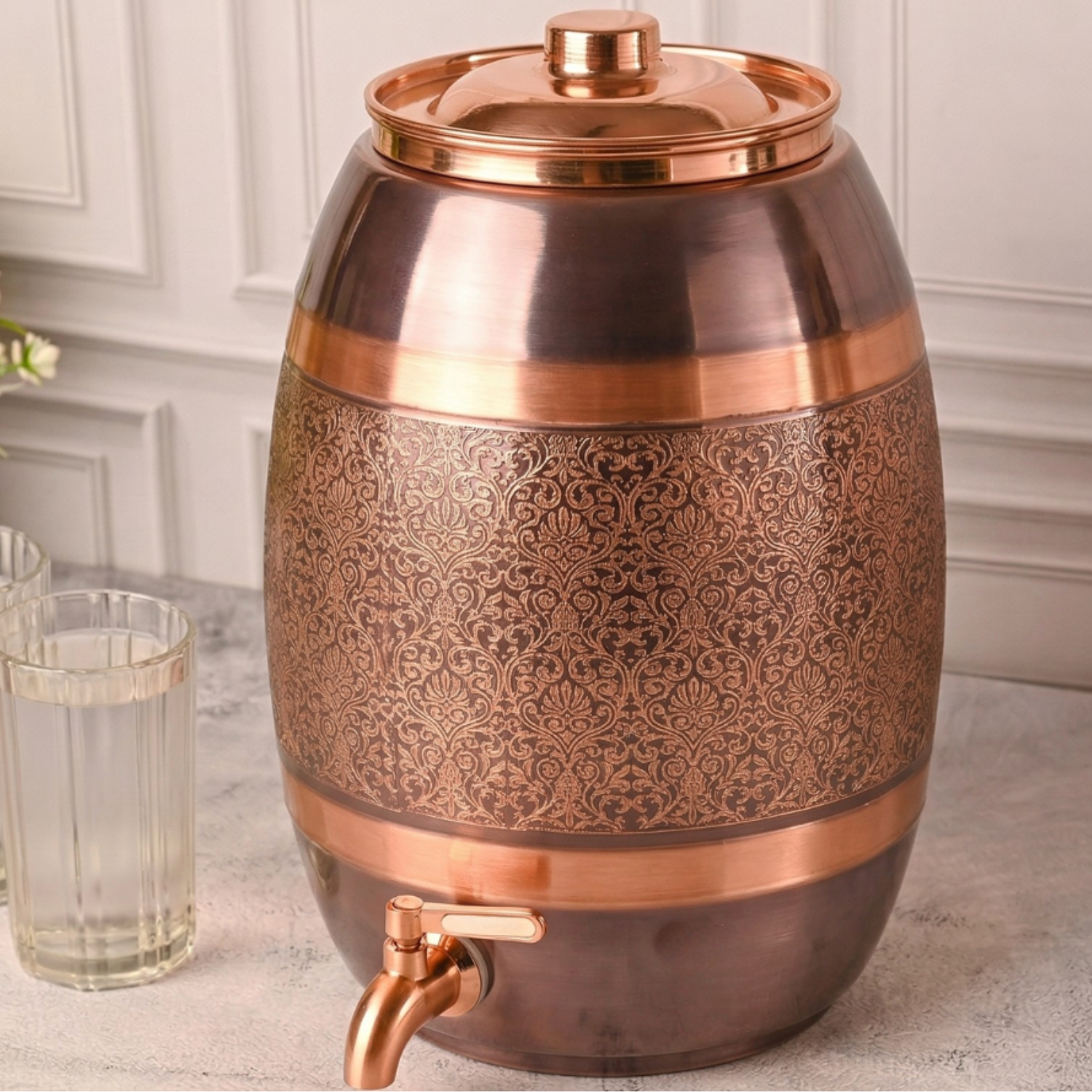 Imperial Damask Copper Water Dispenser – Water Dispenser by Grandeur