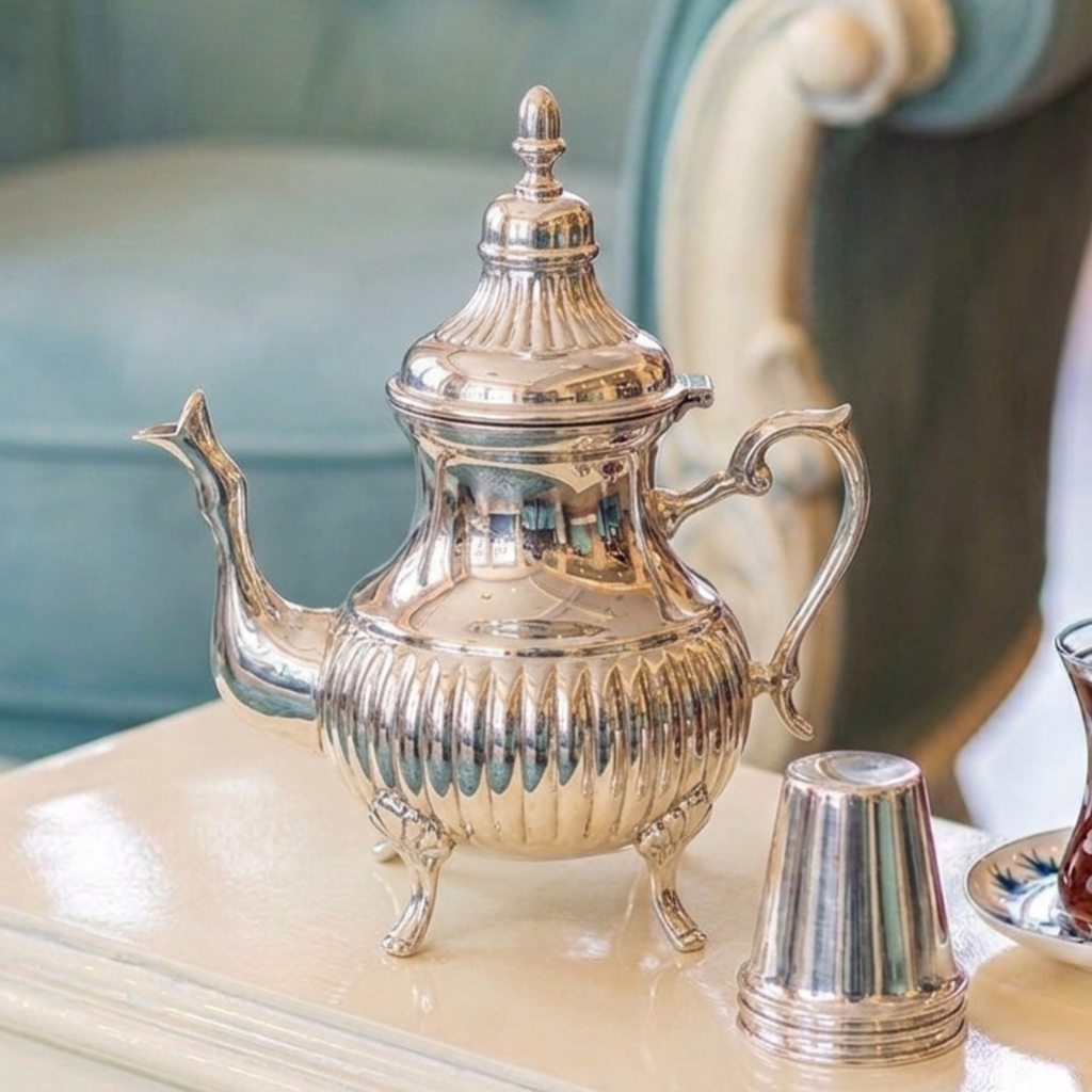 Heritage Silver Ribbed Teapot – Tea Set by Grandeur