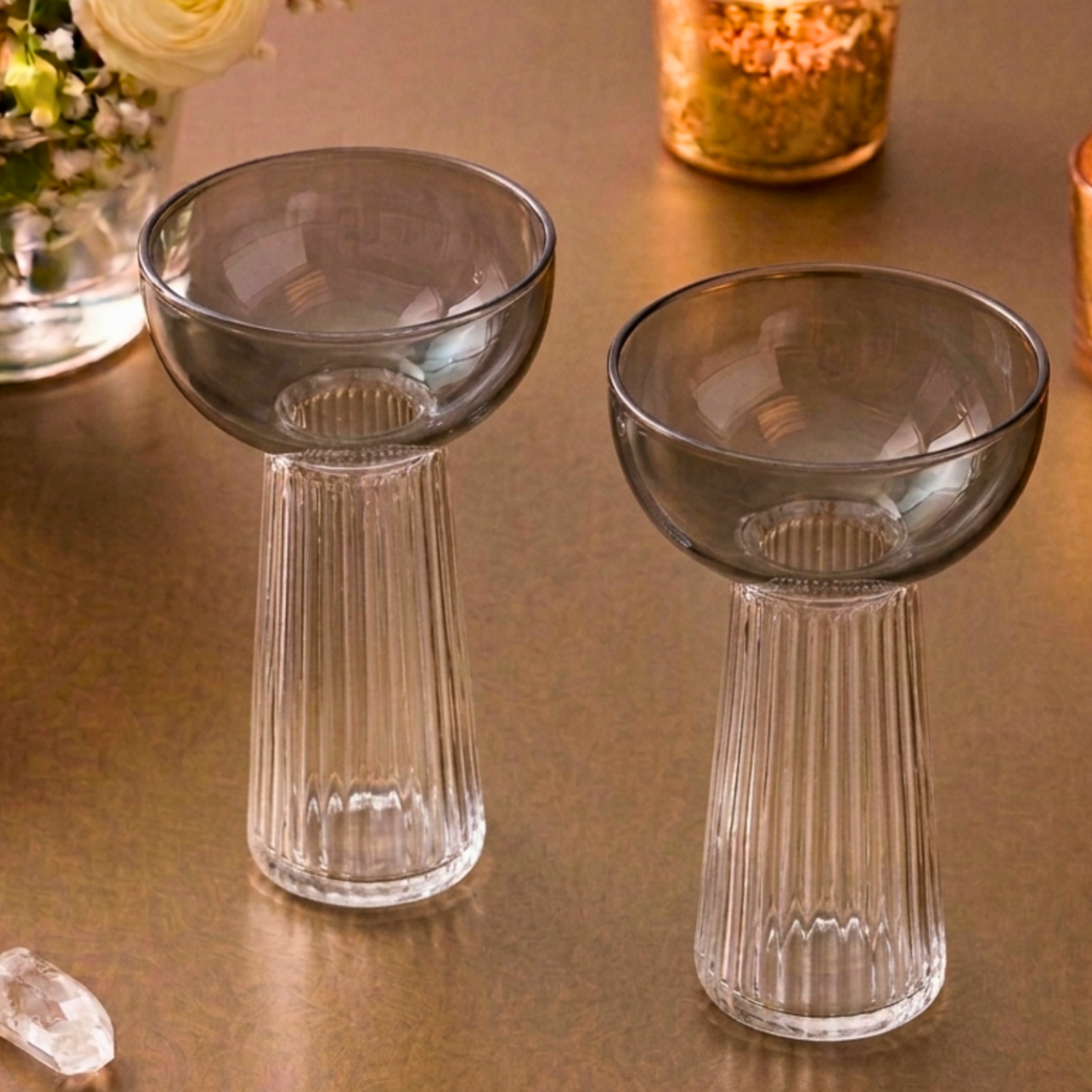 Smoked Ribbed Glasses (Pack of 6) – Glassware by Grandeur