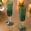 Emerald Beaded Glass Flutes (Pack of 6) – Glassware by Grandeur