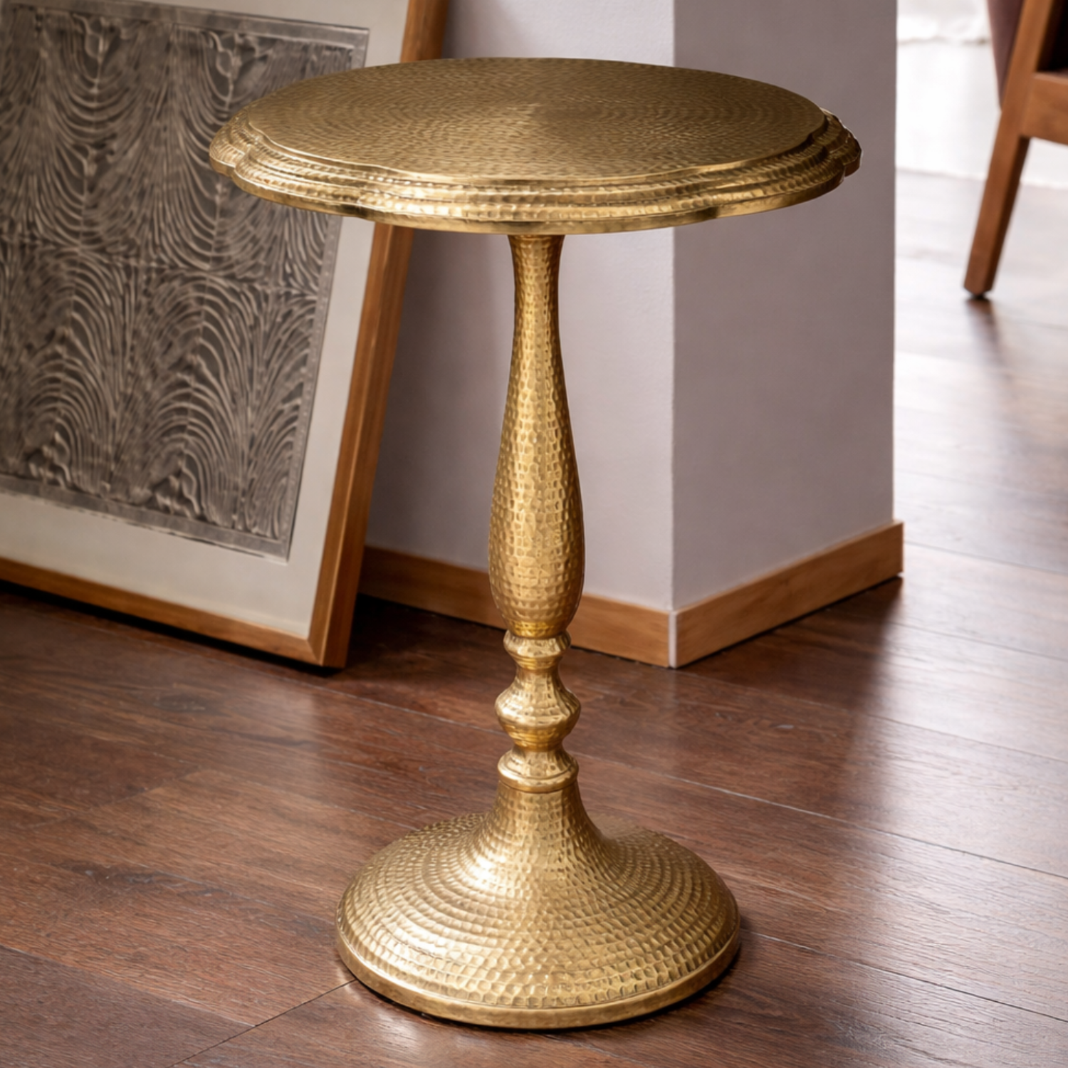 Hammered Heritage Pedestal Stool – Accent Stool by Grandeur