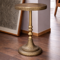 Artisanal Filigree Pedestal Stool – Accent Stool by Grandeur