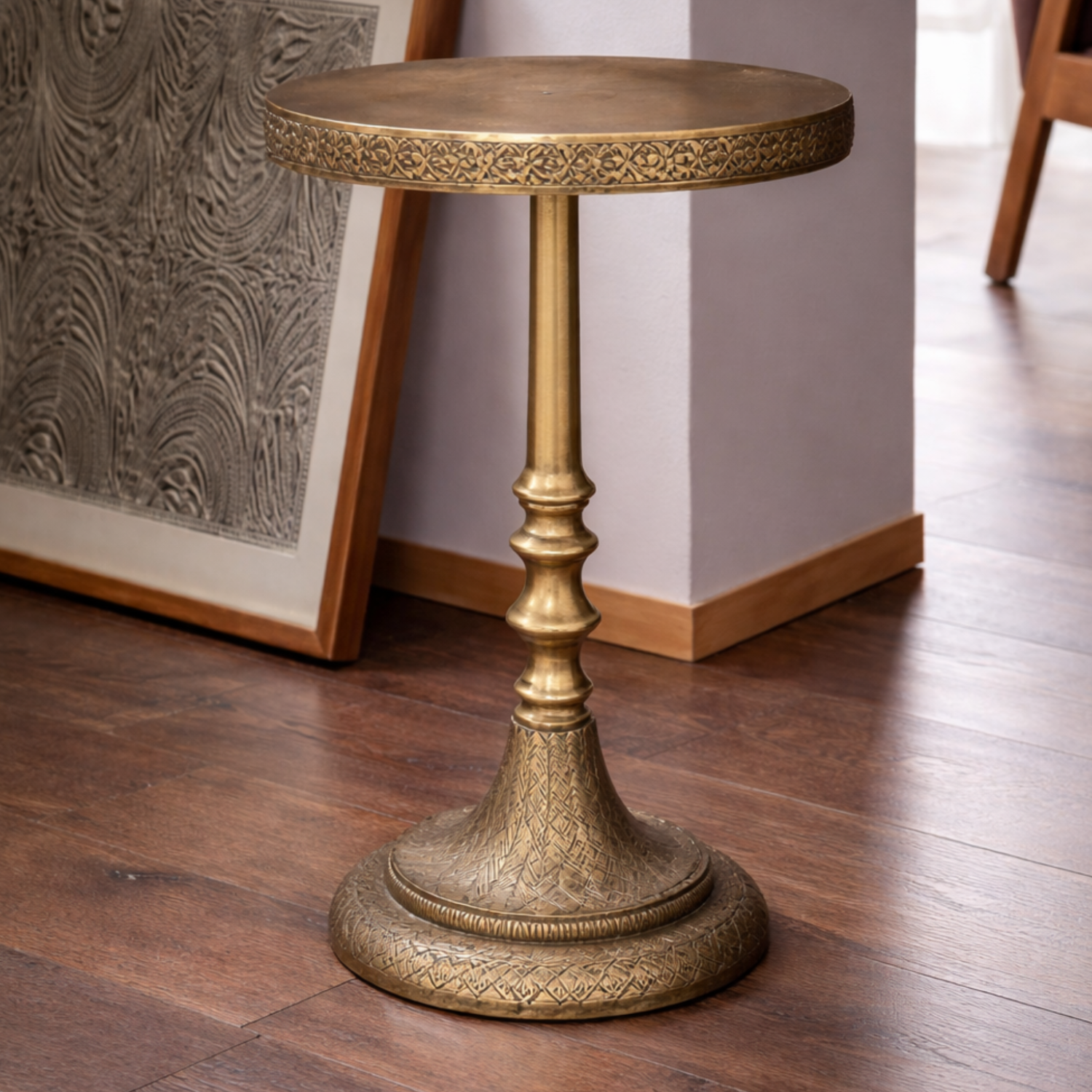 Artisanal Filigree Pedestal Stool – Accent Stool by Grandeur