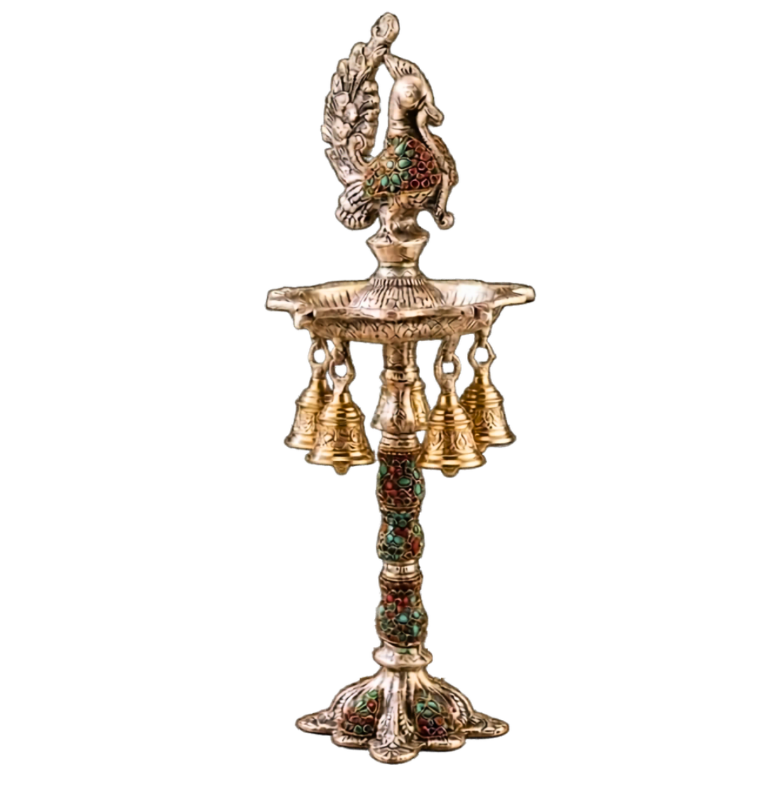 Imperial Mosaic Peacock Diya – Decorative Diya by Grandeur