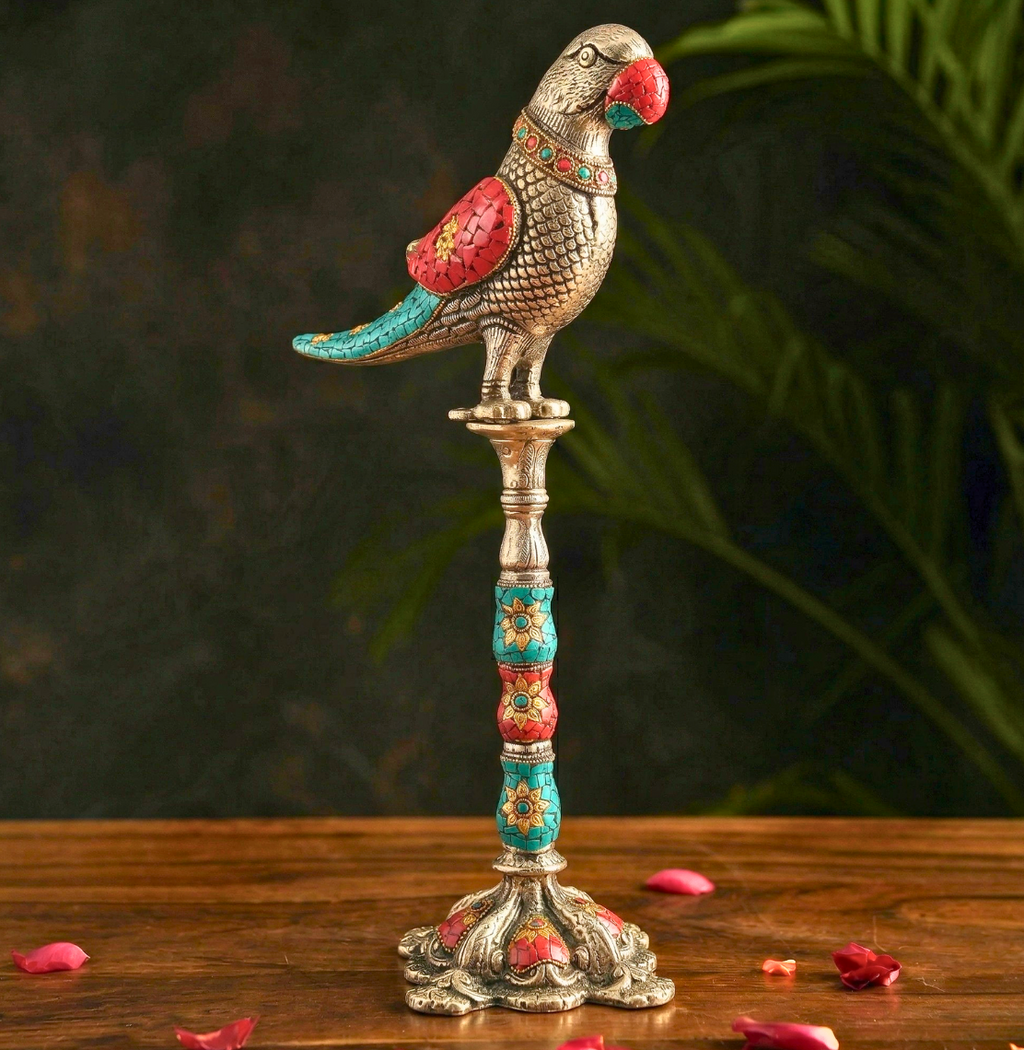 Imperial Mosaic Parrot Totem – Decor Accent by Grandeur