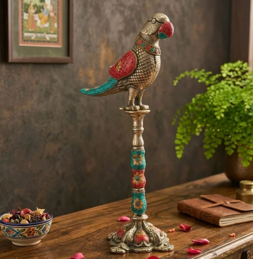 Imperial Mosaic Parrot Totem – Decor Accent by Grandeur
