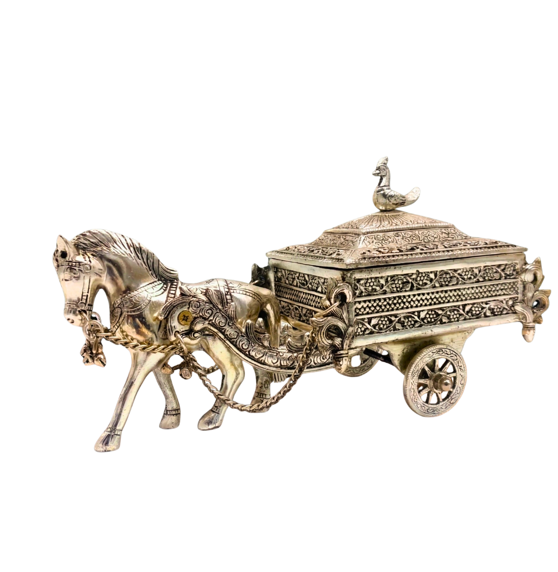 Heritage Silver Horse Chariot Box – Decor Accent by Grandeur