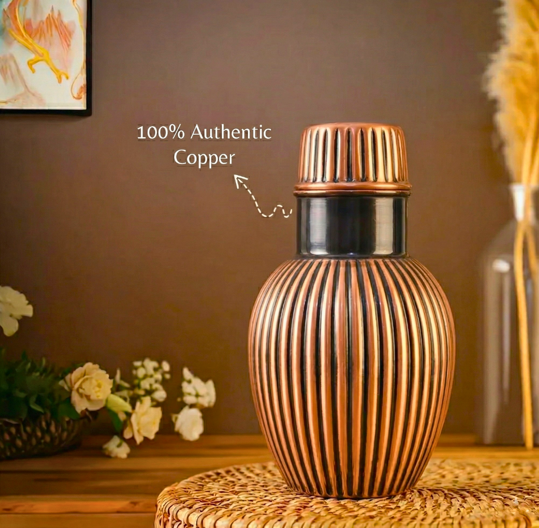 Antique Ribbed Copper Bedside Carafe – Bedside Carafe by Grandeur