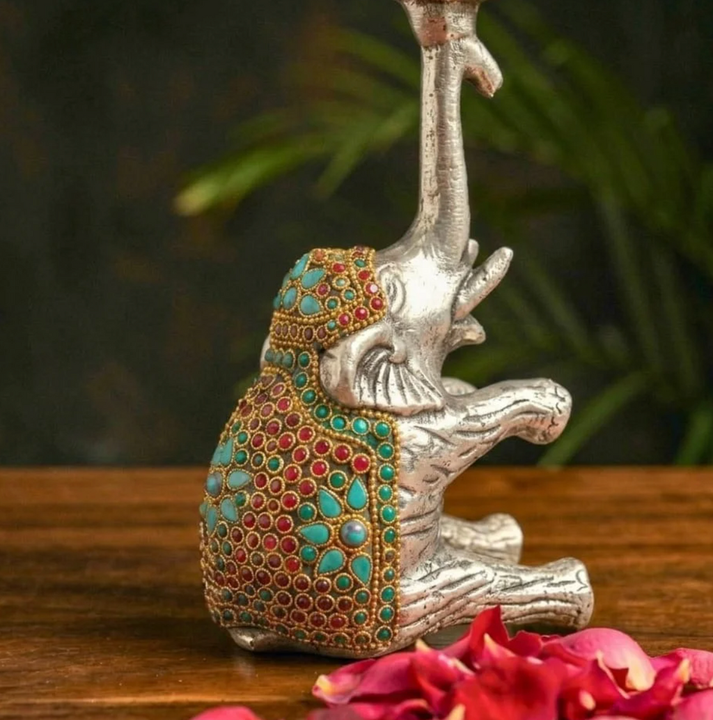 Imperial Mosaic Elephant Pedestal – Decor Accent by Grandeur