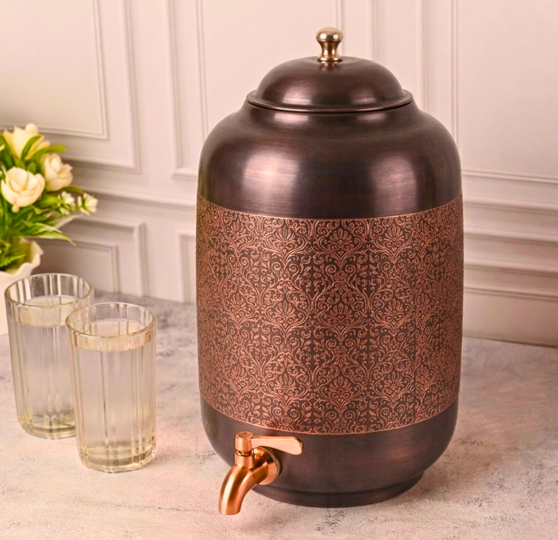 Antique Damask Copper Water Dispenser – Water Dispenser by Grandeur