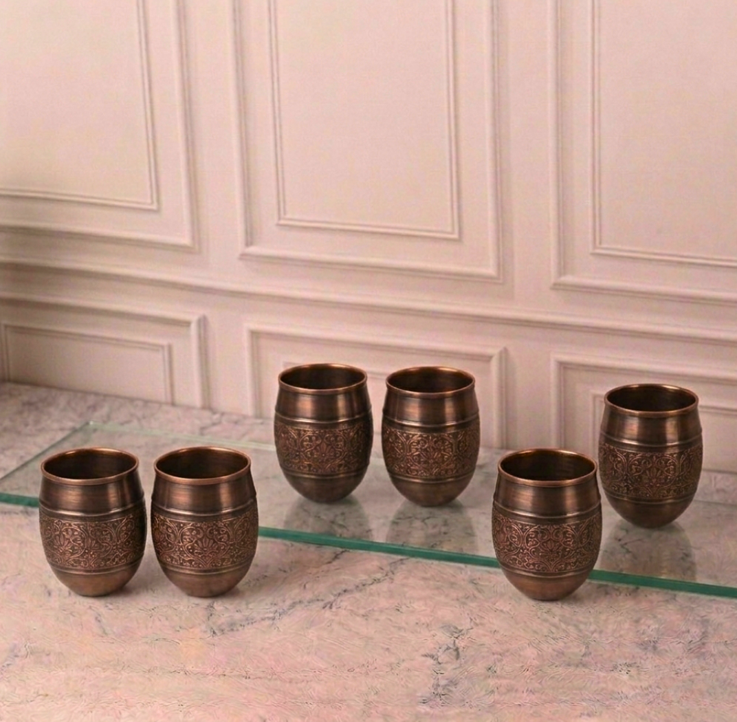 Antique Copper Embossed Tumblers (Pack of 6) – Tumbler by Grandeur
