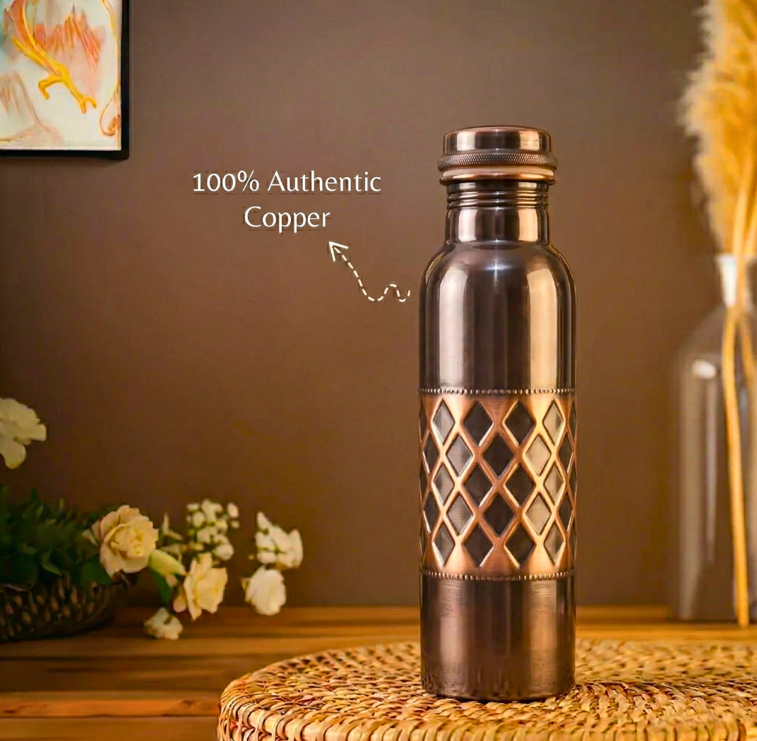Antique Lattice Copper Bottle – Water Bottle by Grandeur