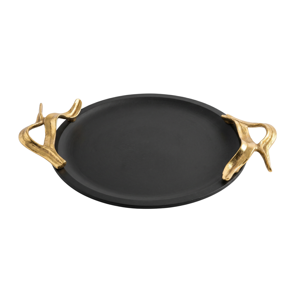 Ebony & Gold Antler Tray – Decorative Tray by Grandeur