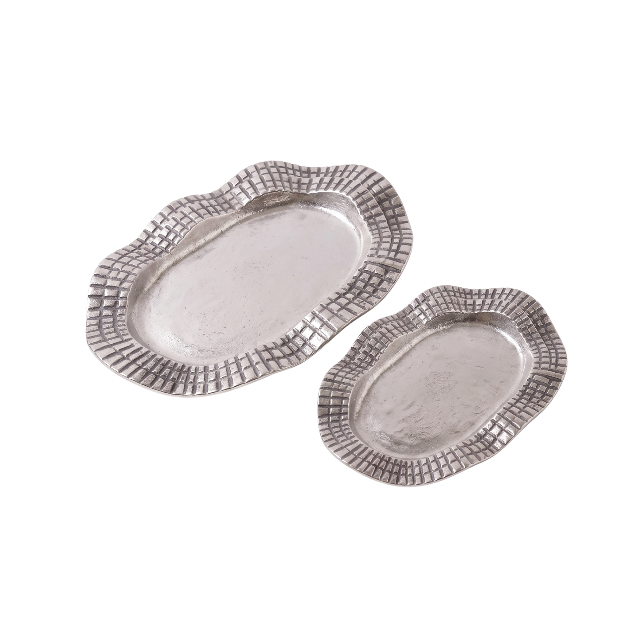 Silver Scalloped Mosaic Tray (Set of 2) – Decorative Tray by Grandeur
