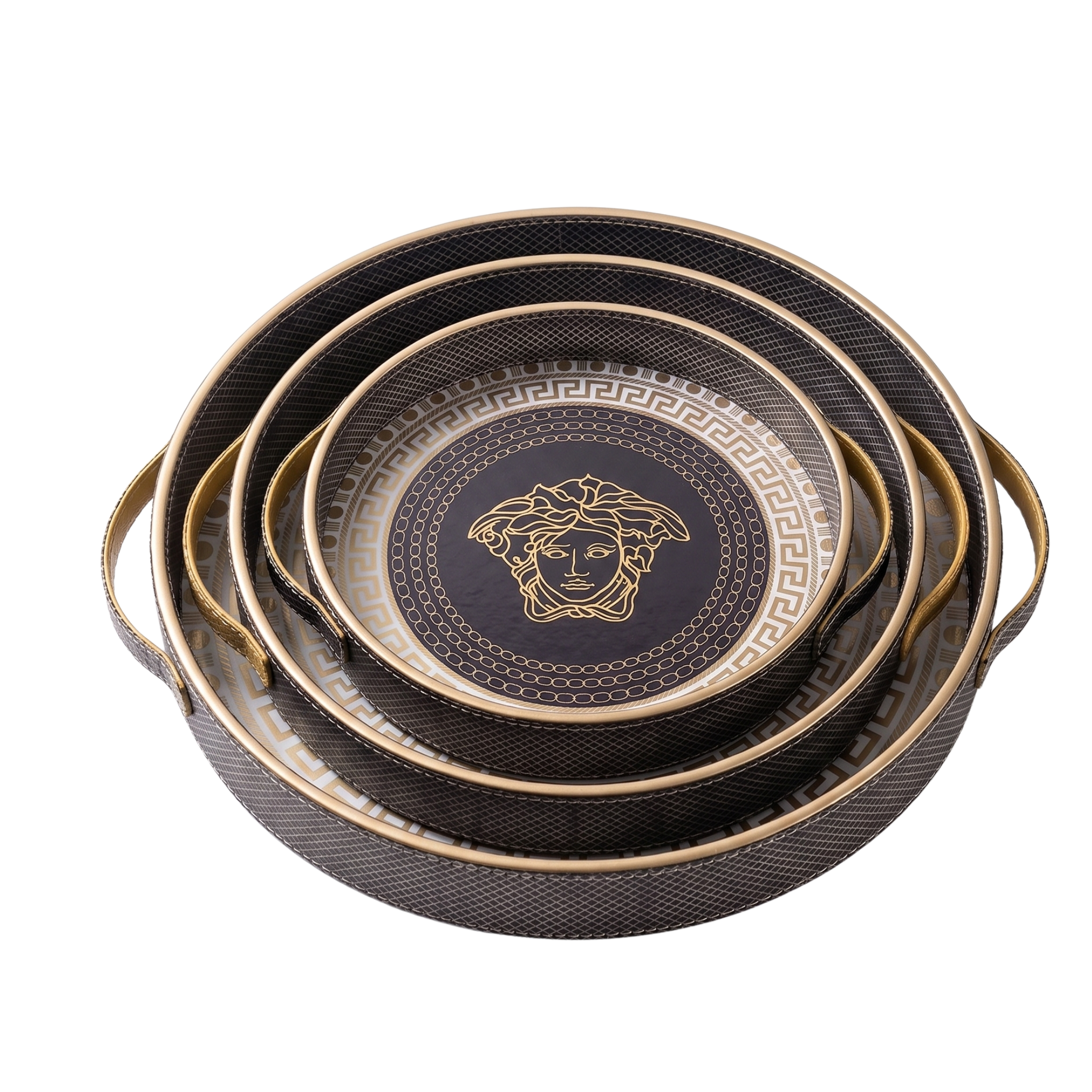 Gilded Mythos Round Tray (Set of 3) – Decorative Tray by Grandeur