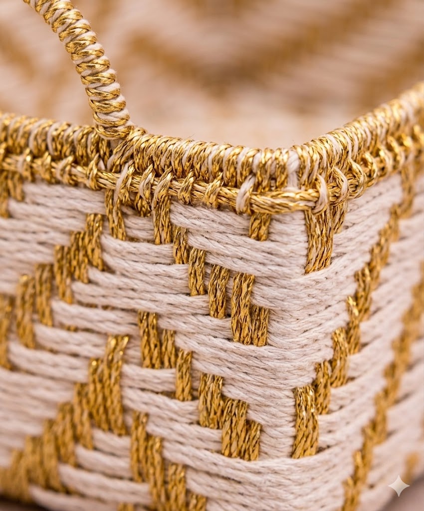 Chevron Artisan Woven Basket – Decorative Basket by Grandeur