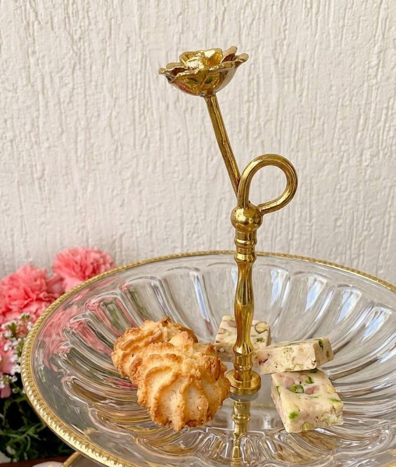 Gilded Crystal Rose Tiered Stand – Tiered Stand by Grandeur