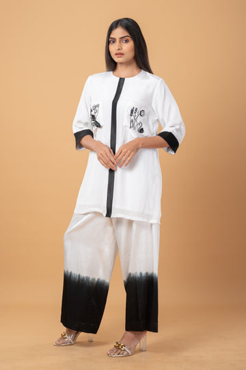 White and Black Ombre Pants co-ord set