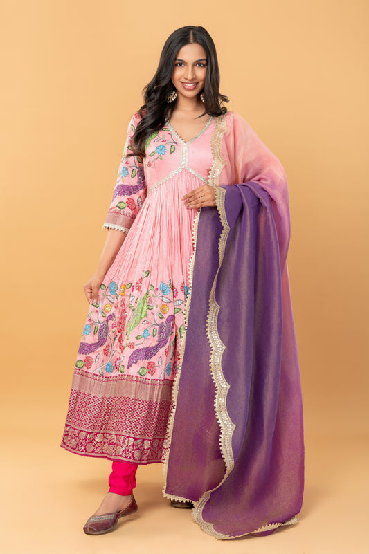 Soft Russian Silk Anarkali