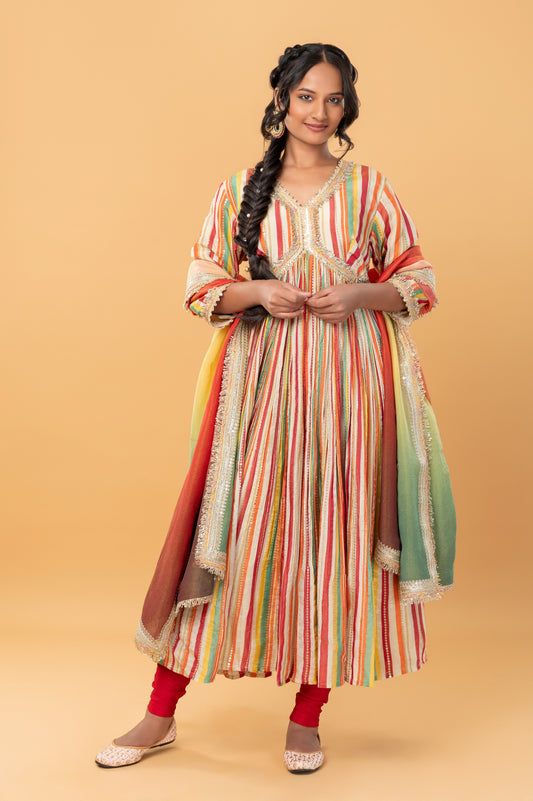 Soft Zari Tissue Anarkali