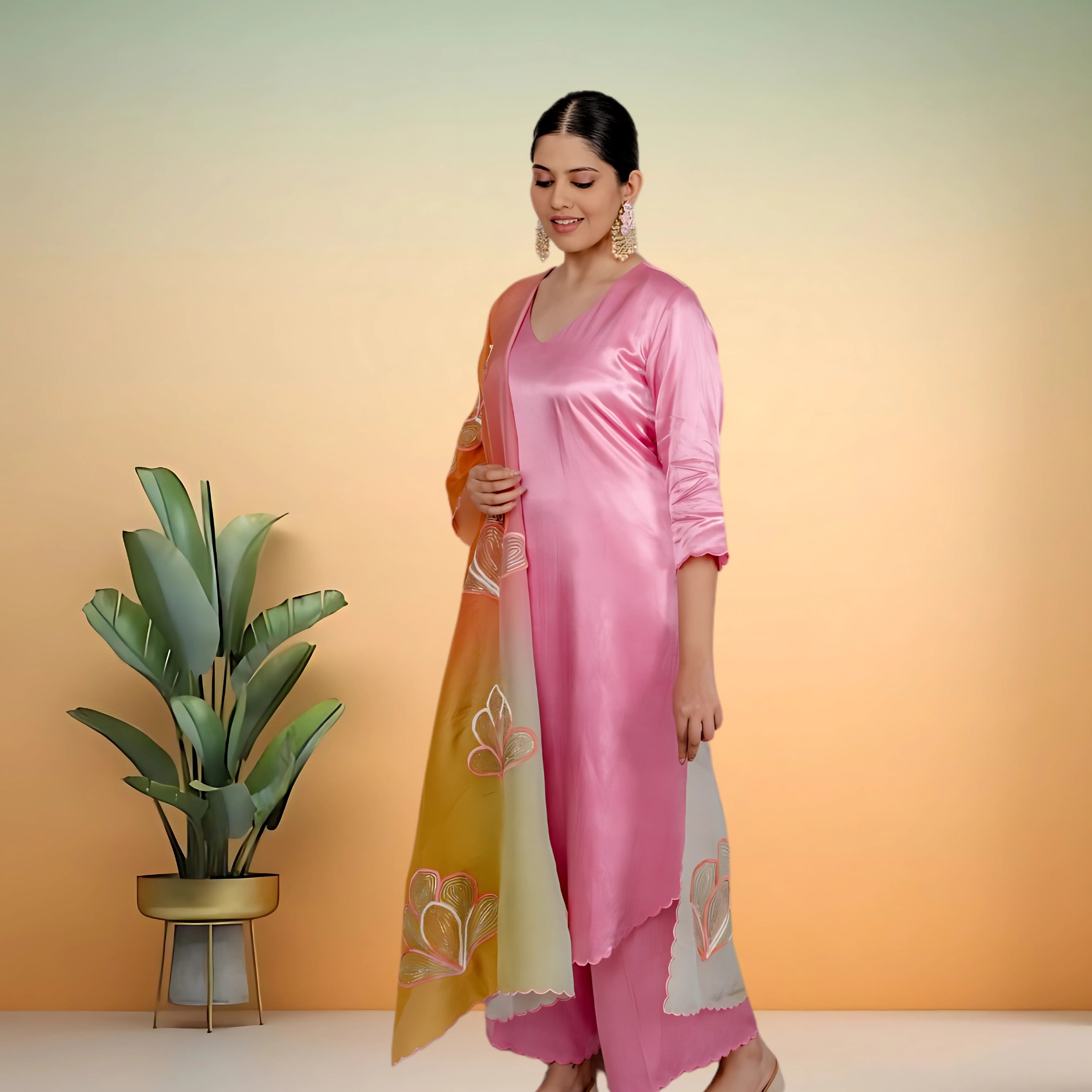 Designer Palazzo Set (Pink)