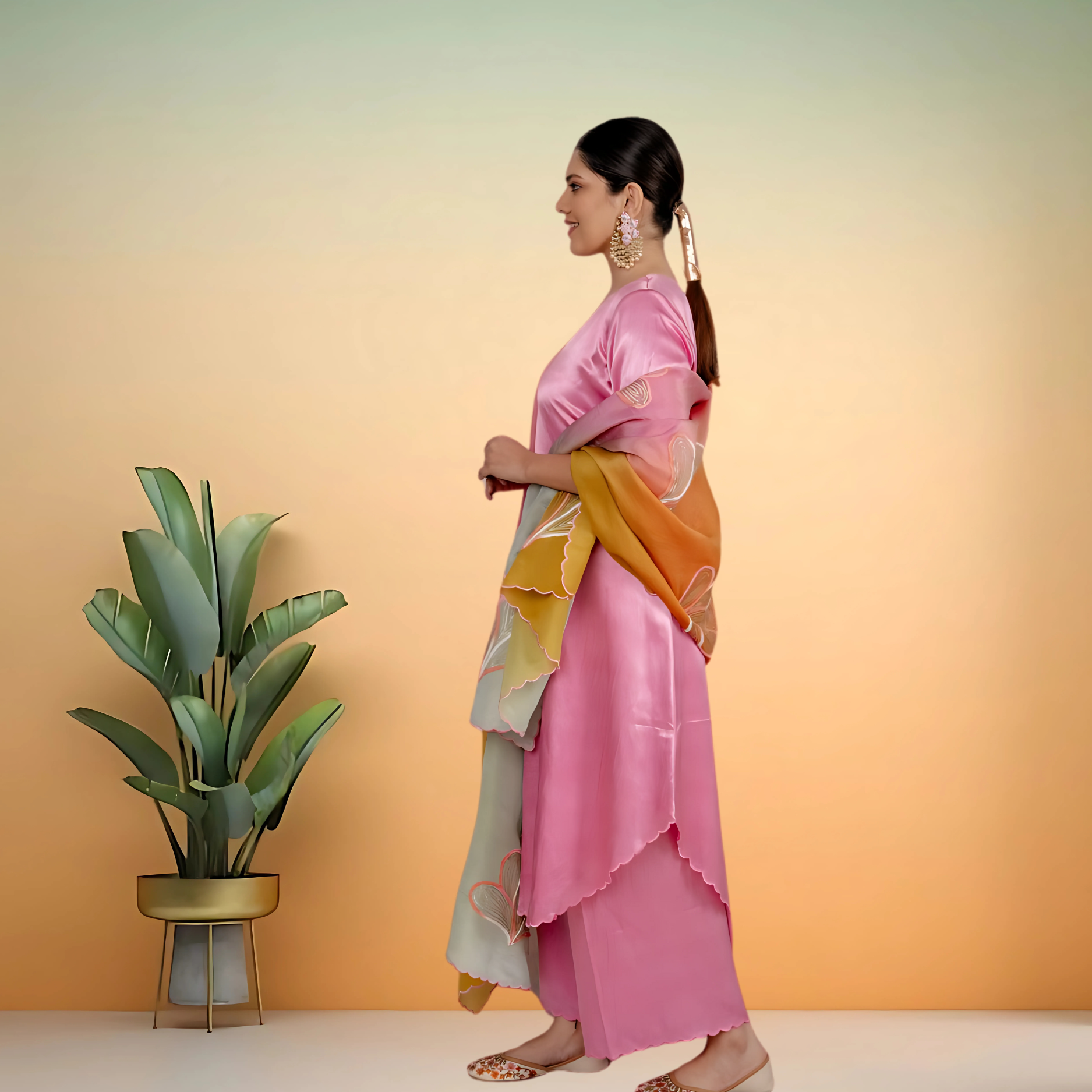 Designer Palazzo Set (Pink)